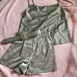 Stylish Gold Belted Shorts